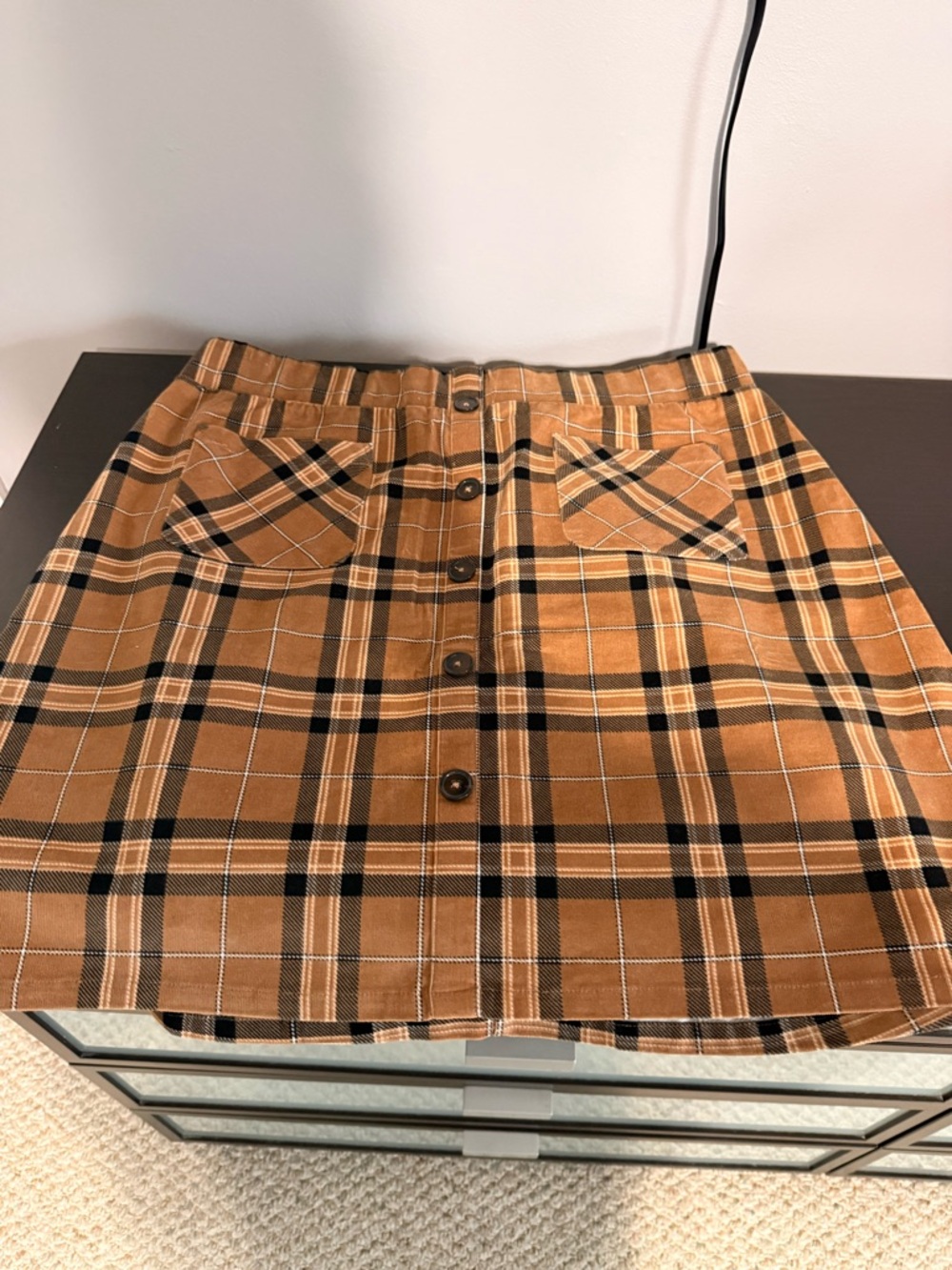 torrid Camel and Black Plaid Button-Front Skirt